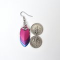Bisexual pride earrings, handmade bi pride flag jewelry, lightweight chainmail scales; pink purple blue