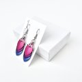 Bisexual pride earrings, handmade bi pride flag jewelry, lightweight chainmail scales; pink purple blue
