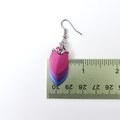 Bisexual pride earrings, handmade bi pride flag jewelry, lightweight chainmail scales; pink purple blue