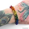 LGBTQ rainbow bracelet, gay pride chainmail jewelry, double spiral weave