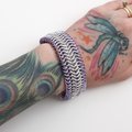 Chainmail cuff bracelet, silver & lavender bracelet, chainmail jewelry for women