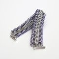 Chainmail cuff bracelet, silver & lavender bracelet, chainmail jewelry for women