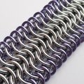 Chainmail cuff bracelet, silver & lavender bracelet, chainmail jewelry for women