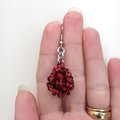 Red chainmaille earrings, mini dodecahedrons