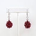 Red chainmaille earrings, mini dodecahedrons