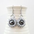 Gray earrings, crystal earrings, chainmaille jewelry