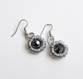 Gray earrings, crystal earrings, chainmaille jewelry