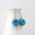 Turquoise chainmail earrings, Whirlybird weave