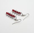 Centipede chainmail earrings with red beads