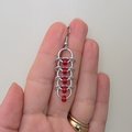 Centipede chainmail earrings with red beads