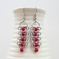 Centipede chainmail earrings with red beads