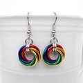 Rainbow gay pride earrings, love knot chainmail jewelry, LGBTQ pride