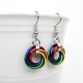 Rainbow gay pride earrings, love knot chainmail jewelry, LGBTQ pride