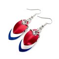 Red, white and blue chainmail scales earrings, USA patriotic pride
