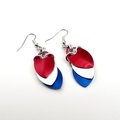 Red, white and blue chainmail scales earrings, USA patriotic pride