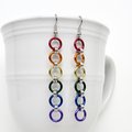Gay pride flag earrings, simple rainbow LGBTQ chainmail jewelry