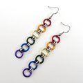 Gay pride flag earrings, simple rainbow LGBTQ chainmail jewelry