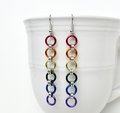 Gay pride flag earrings, simple rainbow LGBTQ chainmail jewelry