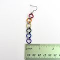 Gay pride flag earrings, simple rainbow LGBTQ chainmail jewelry