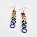Gay pride flag earrings, simple rainbow LGBTQ chainmail jewelry
