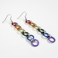 Gay pride flag earrings, simple rainbow LGBTQ chainmail jewelry
