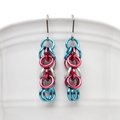 Trans pride earrings, chainmail shaggy loops weave, LGBTQ jewelry