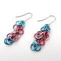 Trans pride earrings, chainmail shaggy loops weave, LGBTQ jewelry