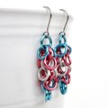 Trans pride earrings, chainmail shaggy loops weave, LGBTQ jewelry