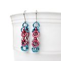 Trans pride earrings, chainmail shaggy loops weave, LGBTQ jewelry