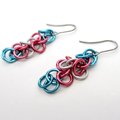 Trans pride earrings, chainmail shaggy loops weave, LGBTQ jewelry