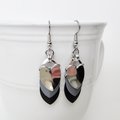 Black, gray and silver aluminum chainmail scales earrings