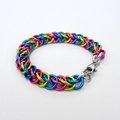 Pansexual pride flag bracelet, chainmail half Persian 3 in 1, handmade LGBTQ jewelry