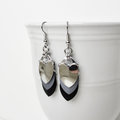 Black, gray and silver aluminum chainmail scales earrings