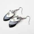 Black, gray and silver aluminum chainmail scales earrings