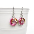 Lesbian earrings, LGBTQ pride chainmail love knot jewelry, 5 color sunset flag gifts