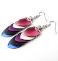 Genderfluid pride flag earrings, chainmail dragon scale jewelry