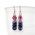 Genderfluid pride earrings, chainmail full Persian weave, lightweight anodized aluminum jewelry