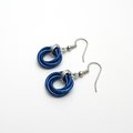 Blue chainmaille Love Knot earrings, small blue hoop earrings, petite jewelry, chainmaille jewelry