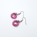Hot pink love knot chainmail earrings