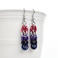 Genderfluid pride earrings, chainmail full Persian weave, lightweight anodized aluminum jewelry