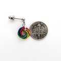 Tiny gay pride earrings, rainbow mini love knot chainmail jewelry, LGBTQ pride