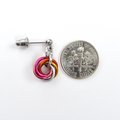 Tiny lesbian pride earrings, mini love knot chainmail jewelry, 5 color sunset pride flag