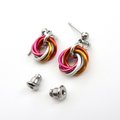 Tiny lesbian pride earrings, mini love knot chainmail jewelry, 5 color sunset pride flag