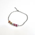 Lesbian pride anklet, chainmail barrel weave, LGBTQ sunset flag jewelry gifts, anodized aluminum and stainless steel