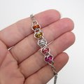 Lesbian pride anklet, chainmail barrel weave, LGBTQ sunset flag jewelry gifts, anodized aluminum and stainless steel