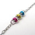 Pansexual pride anklet, chainmail barrel weave, subtle LGBTQIA jewelry gifts