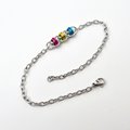 Pansexual pride anklet, chainmail barrel weave, subtle LGBTQIA jewelry gifts