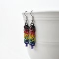 Philadelphia pride flag earrings, chainmail shaggy loops weave, LGBTQIA jewelry