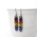 Philadelphia pride flag earrings, chainmail shaggy loops weave, LGBTQIA jewelry