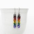 Philadelphia pride flag earrings, chainmail shaggy loops weave, LGBTQIA jewelry